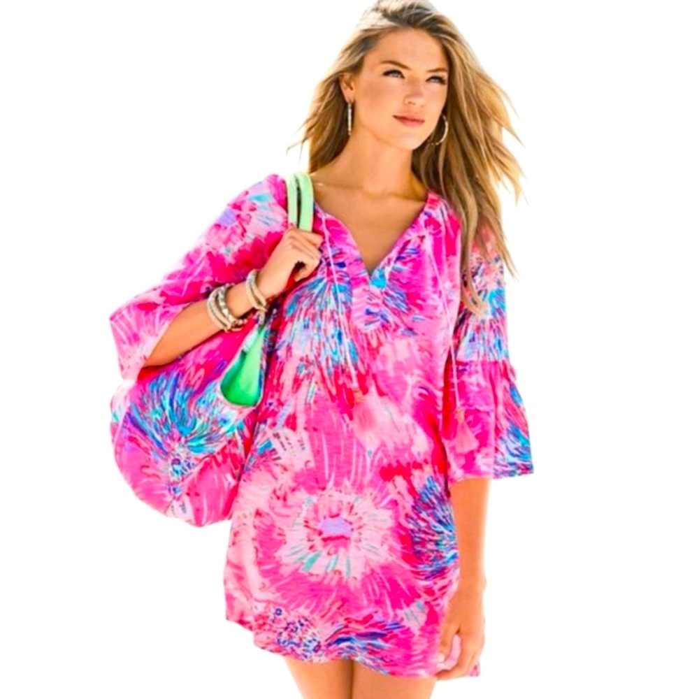 NWT $118 Lilly Pulitzer Del Lago Tunic Dress Never Been Betta Pink Cotton Sz XS
